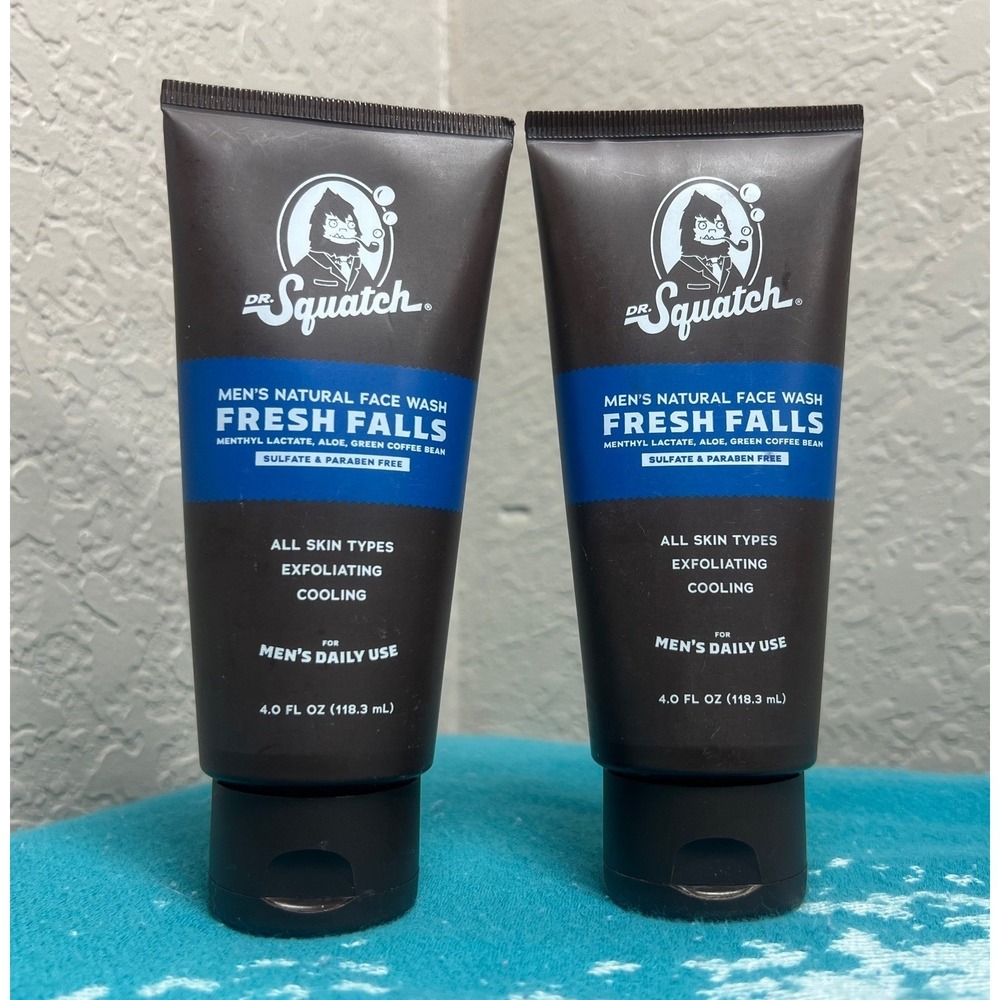 Dr Squatch Fresh Falls Mens Natural Face Wash 4oz Exfoliating Cooling New 2 Pack